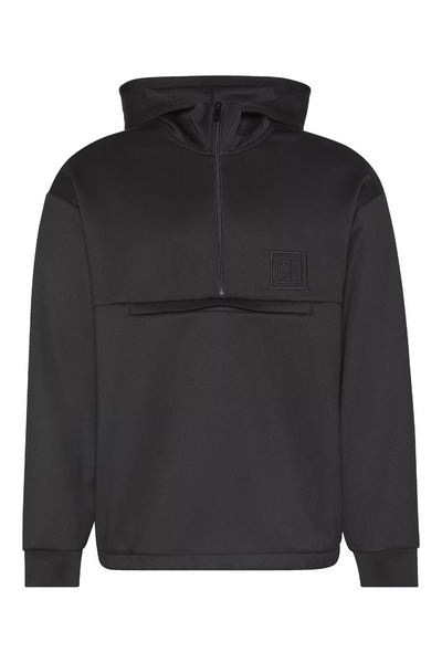 Calvin Klein Men's Relaxed Fit Half Zip Hooded Black Sweatshirt Lv04Rd212G-Ub1