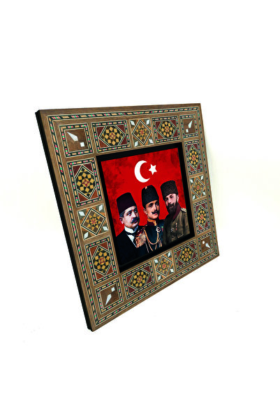 Sadrazam Talat, Enver, Cemal Paşa cu imprimeu Tablou din lemn MDF Levant 20cm x 20cm |   1G-3Paşalii