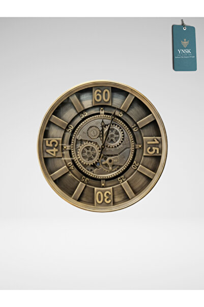 YNSK Luxury | Varona | Metal Çark Mekanizmalı Antik Duvar Saati, Ev Saati, Of...