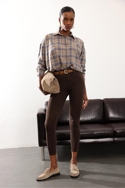 5in1Canpolat Brown Imported Full Lycra Stretch Skinny Jeans 7277