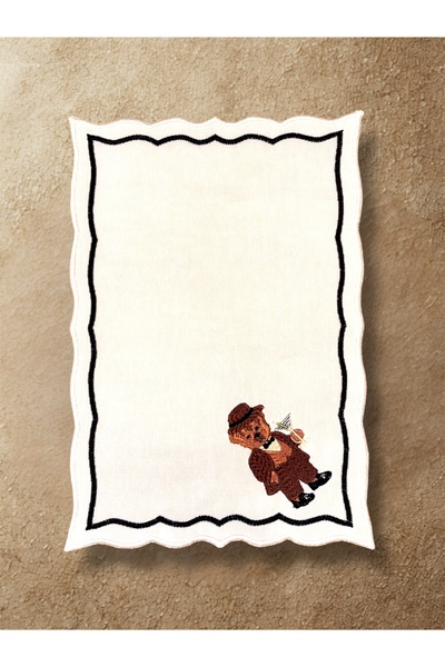 LİONYA DESİGN 2'li Teddy Bear Nakışlı Sofra & Sunum Peçetesi - 30x20 (Sofralı...