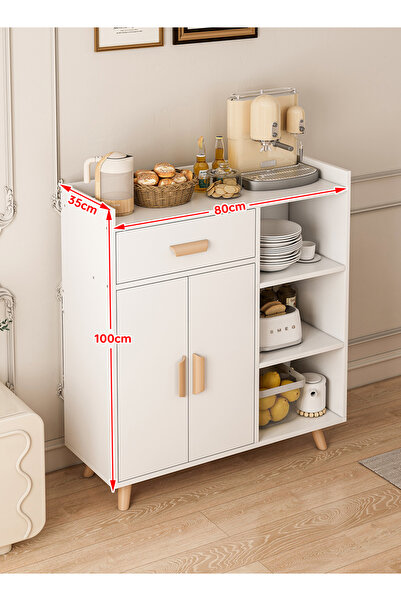 Venpara 3-Tier Adjustable Kitchen Storage Rack, Coffee Corner Table & Microwave Stand with Drawer