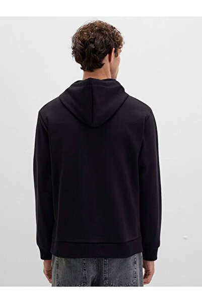 Mavi 0S10395 Λογότυπο με τύπωμα με κουκούλα Ανδρικό φούτερ ΜΑΥΡΟ