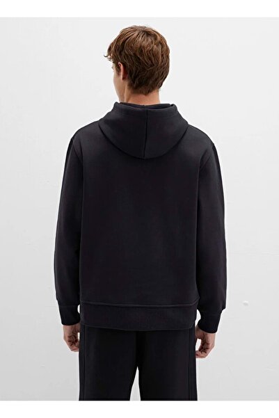 Mavi 065809 Logo Embroidered Men's Hooded Sweatshirt Black