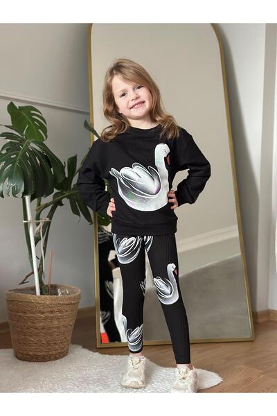 CoolCix Girls' Seasonal Cotton Fabric Printed Tights and Sweatshirt 2-Piece Set