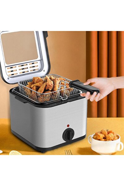 Tradeo Deep Fryer 2.5L with View Window | Stainless Steel Lid | Silver & Black | Home Use