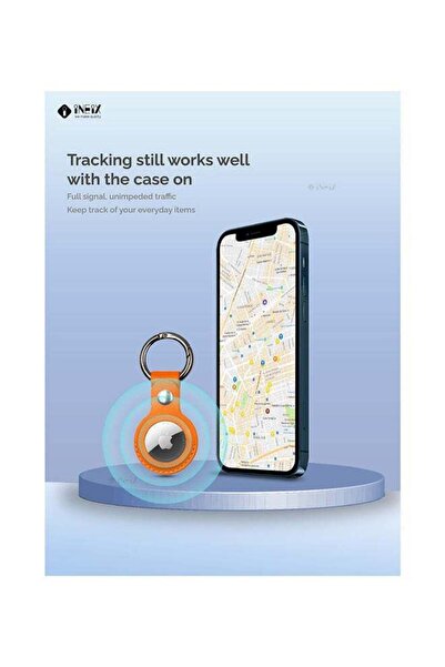 ineix Leather Waterproof Protective Case Cover With Key Ring For Apple AirTag