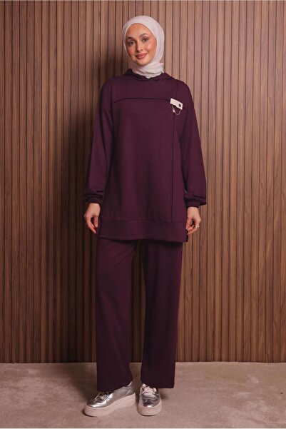 TRENDTESETTÜR Women's Burgundy Hooded Pants Suit t 2017