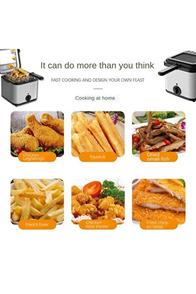 Tradeo Deep Fryer 2.5L with View Window | Stainless Steel Lid | Silver & Black | Home Use
