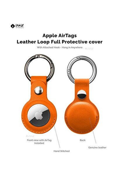 ineix Leather Waterproof Protective Case Cover With Key Ring For Apple AirTag
