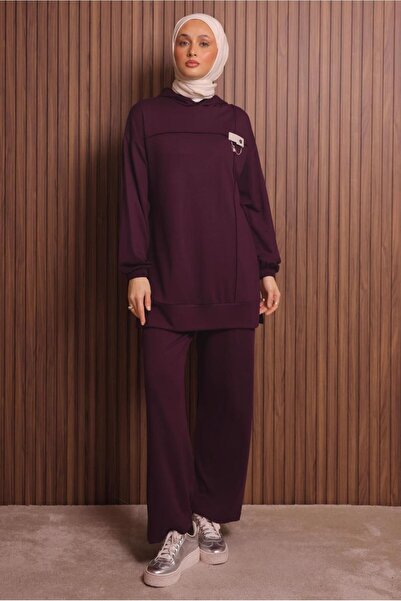 TRENDTESETTÜR Women's Burgundy Hooded Pants Suit t 2017