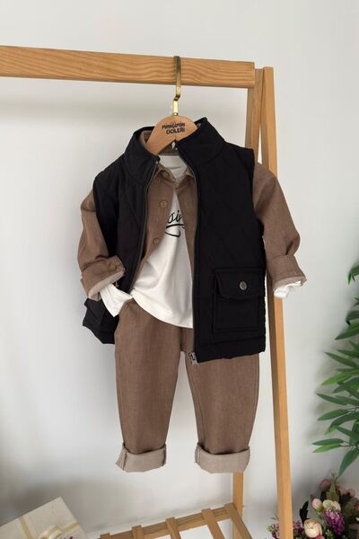 Minigimin Cicileri My Little One's Cicileri Inflatable Vest Set Sports 4-Piece Boy's Set - Black