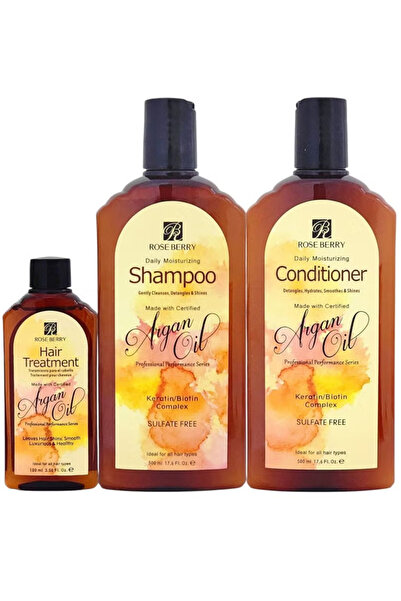 ROSE BERRYY مجموعة الارغان المغربي شامبو+ بلسم + زيت الارغان