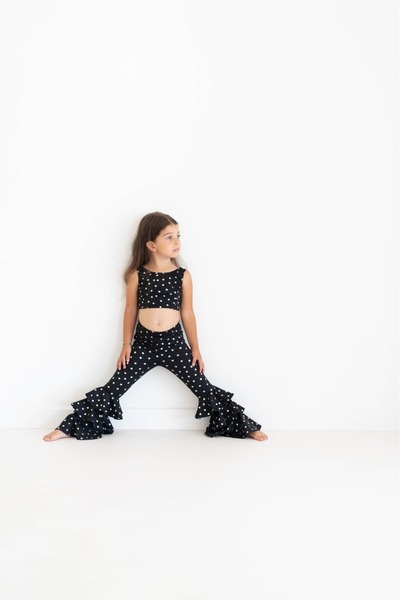 mon icone star printed crop top and pants set