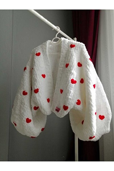 Alize Pinterest El Örgü Papatya Detaylı Puffy Kadın Çiçekli Hırka Ceket chunky hırka