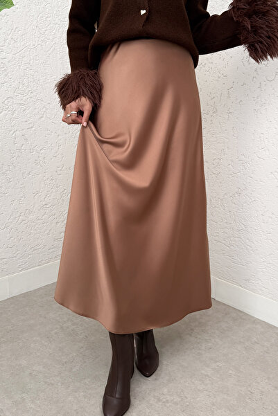 Salih Çelebi A Kesim Saten Etek 0031 - CAMEL
