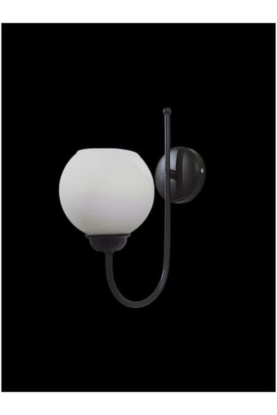 DEDE Black Static Painted Wall Sconce with Matte White Glass Looking Upwards