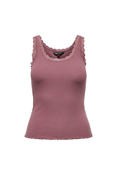 ONLY Damen Top - ONLSARA SHARAI LIFEW TANK TOP, Spitze, gerippt, Rundhals, Ba...