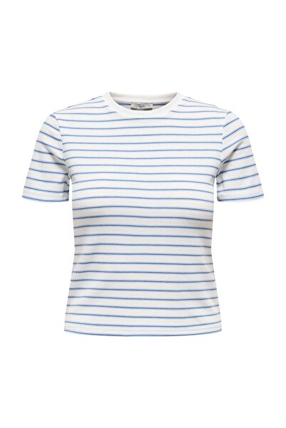 ONLY Damen T-Shirt - ONLLUPE STRIPE TEE, Kurzarm, Rundhals, Slim Fit, Streifen