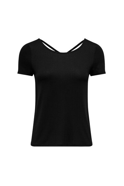 ONLY Damen T-Shirt - ONLBERA BACK LACE UP TO, Rundhals, Viskose