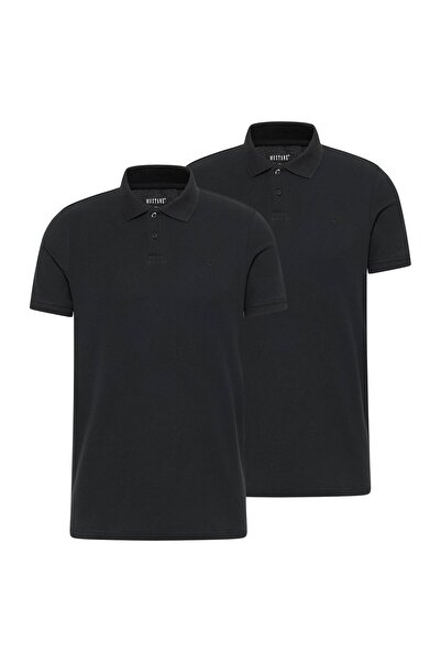 Mustang Herren Poloshirt 2er Pack - Palco, Knit Piqué, Bio-Baumwolle, einfarbig