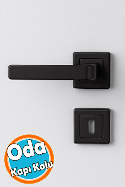 NZB Oda Kapı Kolu Seti Kare Rozetli Sessiz Mekanizma Uyumlu Şık İç Kulp Takımı Mat Siyah Modern