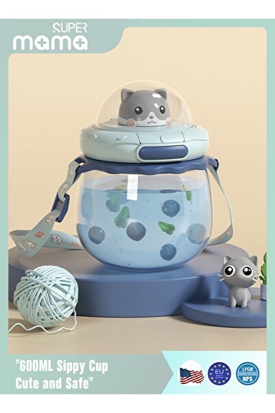 SUPERMAMA Kids Water Bottle With Straw Cute Leakproof Drinking Water Cups BPA Free Toddler Sippy Cup for Schoo