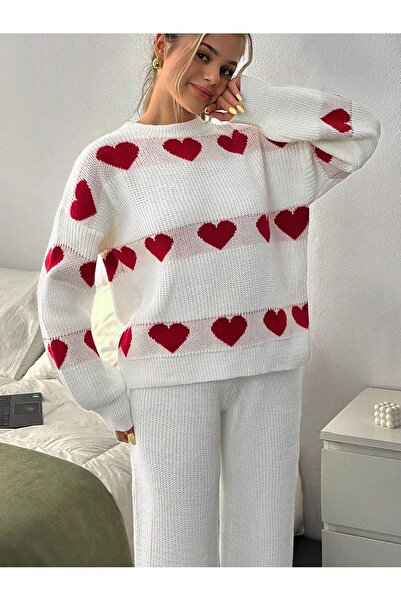 TOFAN TRİKO Oversize Set with Heart Detail
