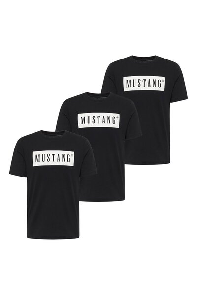 Mustang Herren T-Shirt 3er Pack - Austin, Big Logo, Bio-Baumwolle, Single Jersey