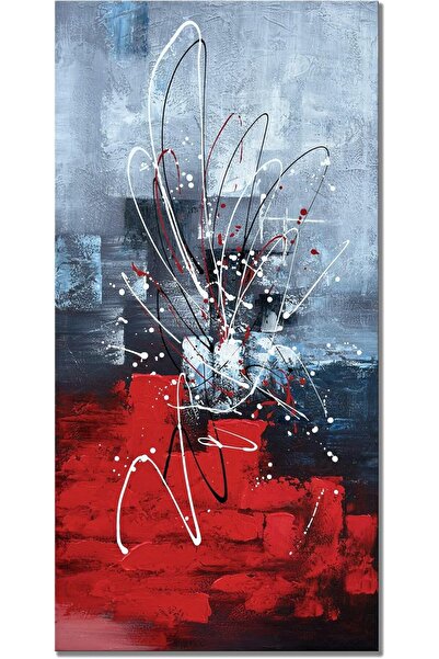 Emoda home Trove لوحة فنية جدارية تجريدية عمودية باللون الأحمر على قماش - ديك...