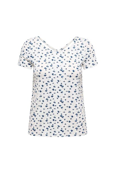 ONLY Damen T-Shirt - ONLBERA BACK LACE UP TO, Rundhals, Viskose