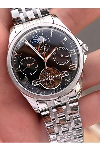 Ferrucci Automatic and Self-Winding Sun and Moon Phase Dial Steel Band Men's Wristwatch Bfc.03606.5