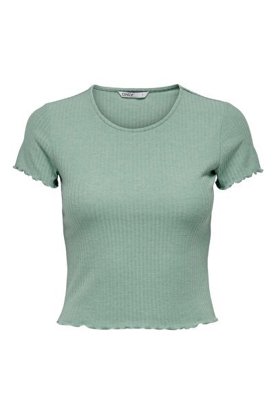 ONLY Damen T-Shirt - ONLEMMA SHORT TOP, Rundhals, Cropped, gerippt, einfarbig