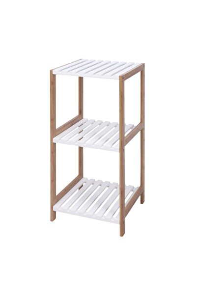 Bathroom Solutions Raft de baie cu 3 rafturi – bambus și MDF, 33x34x79 cm,