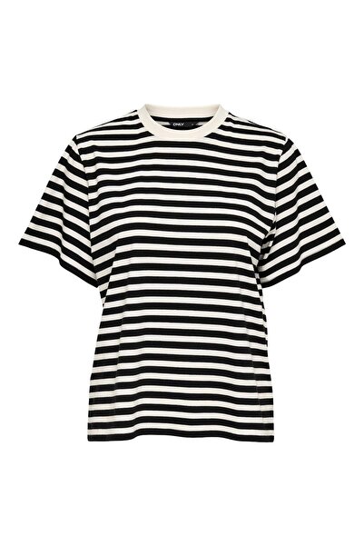 ONLY Damen T-Shirt - ONLLIVINA LIFE STRIPE TEE, Kurzarm, Rundhals, Streifen