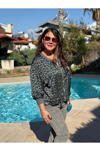 Punta Otantik Yg837903 Italian Leopard Satin Silk Coat Smoked