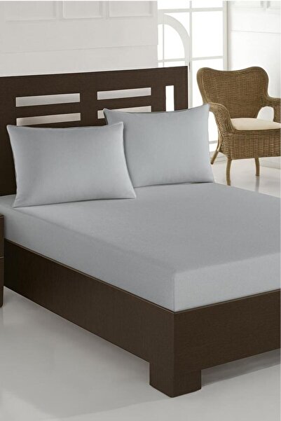 Çeyiz Diyarı Combed Cotton Double Size 180X200 cm Fitted Sheet Light Gray