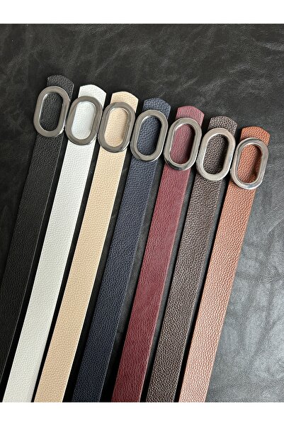 LİA KEMER 7-Piece Let O Letter Patterned Women's Silver Buckle Belt Jacket Belt Dress Belt Trouser Belt