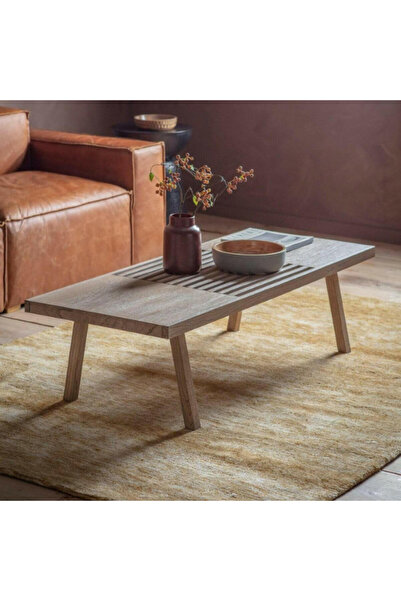 feruzadeco El Yapımı Ahşap Orta Sehpa | Doğal Meşe Renkli Minimal Tasarım | R...