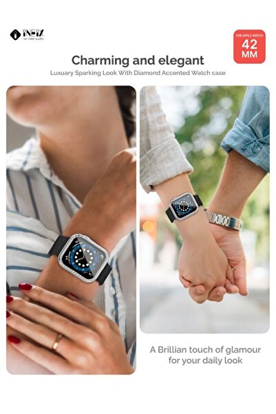 ineix Diamond Accented Case With Screen Protector For Apple Watch 42mm