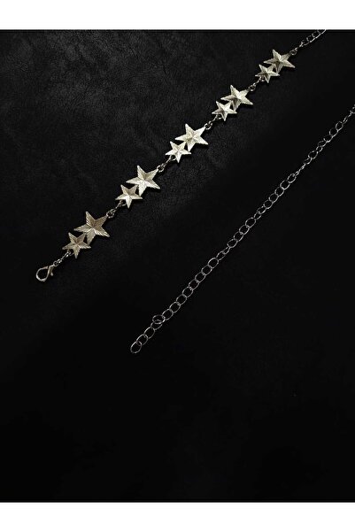 RODEO Silver Women's Belt with Double Star Detail, Chain Belt, Waist Chain, Dress Belt, Coat Belt