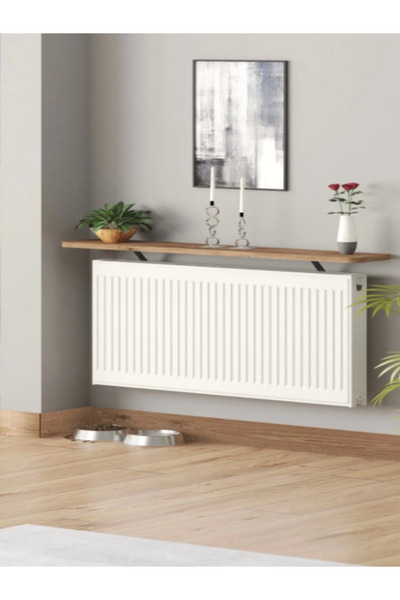 Genel Markalar Oval Kesim Petek Üstü Uçan Raf Dresuar Kalorifer Peteği Rafı Kitaplık 100 X 18 Cm Atlantik Çam
