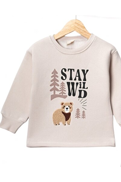 voyyo kids baby Boy's Winter 3-Thread Fleece-Lined Bear Embroidered Baby Tracksuit Set, Ages 1-2-3-4, Lower Top Baby Tracksuit Set