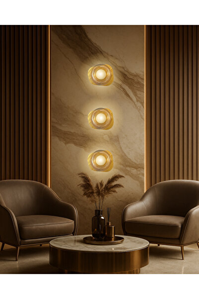 MİRAN HOME Modern Eskitme Tekli Aplik / Modern Duvar Lambası / Gold-Gümüş Yapılır