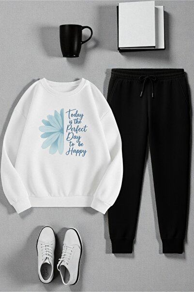 uyguntarz Unisex Today Is the Perfect Design Printed Crew Neck Sweatshirt - 2-Piece Tracksuit Set