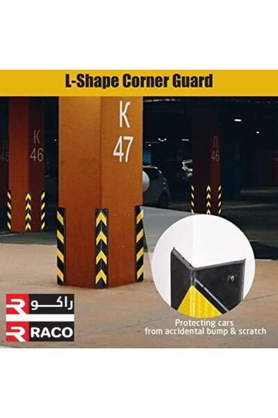 Raco Reflective Corner Guard Wall Corner Protector with Yellow Strips for Garage Parking