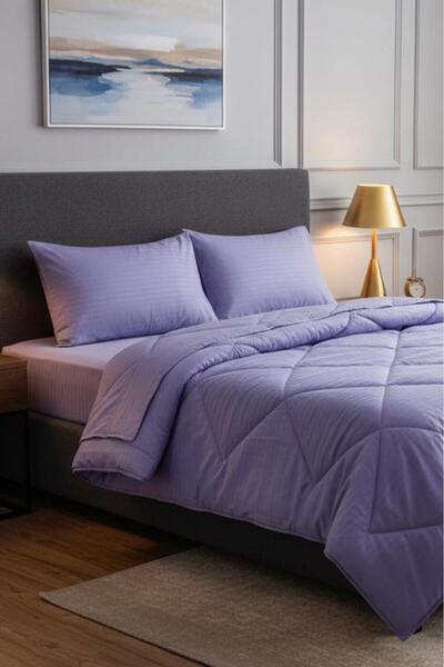 Çeyiz Diyarı Satin Pollysaten Comforter Double Quilt Set Lilac