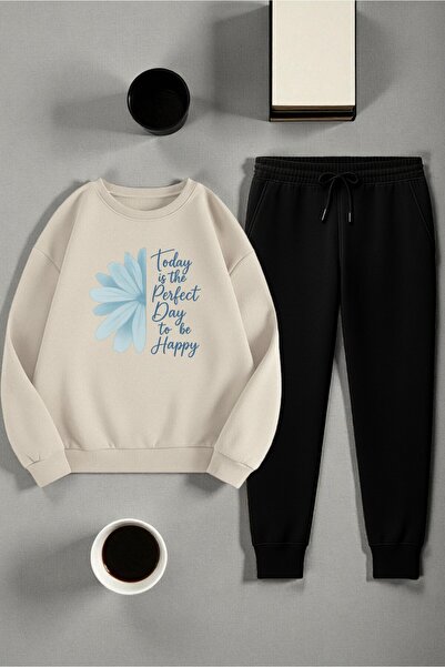 uyguntarz Unisex Today Is the Perfect Design Printed Crew Neck Sweatshirt - 2-Piece Tracksuit Set