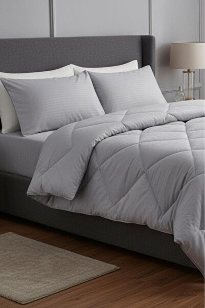 Çeyiz Diyarı Satin Pollysaten Comforter Double Quilt Set Gray