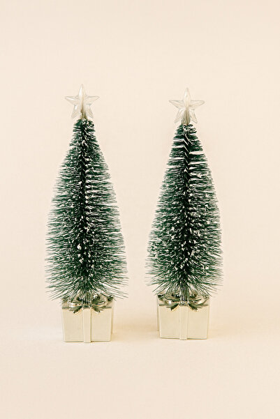Mirilliahome 2-Piece Lighted Mini Pine Tree Decoration – Christmas Table Ornament and Gift